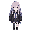 masterpiece, best quality, ultra detailed, anime girl, silver long hair, blue eyes, cyberpunk school uniform, black oversized hoodie, pleated skirt, headphones around neck, tactical straps, futuristic academy student, soft pale skin, calm expression, neon