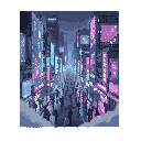 a cinematic cyberpunk city at midnight, rain-soaked streets reflecting neon lights, towering skyscrapers covered in holographic ads, drifting fog, lone figure with umbrella walking through the crowd, ultra detailed, atmospheric lighting, blue and magenta 