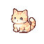 cute small cream tabby cat, cozy mobile pet raising game character, 3/4 view, sitting idle pose, rounded simple body, tiny paws, soft warm pastel colors, clean readable silhouette, transparent background