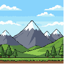 mountain, side view, pixel, game background, far