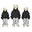 create one gamemaker-ready pixel-art sprite strip using the uploaded 8-direction standing character sheet as the exact master reference. task: create only: walk_front final image: - 288x64 pixels exactly - one horizontal row - exactly 6 frames - each fram
