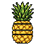 a pineapple character cut into 4 pieces horizontally