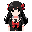 anime schoolgirl with long black hair. red bowtie and black school uniform