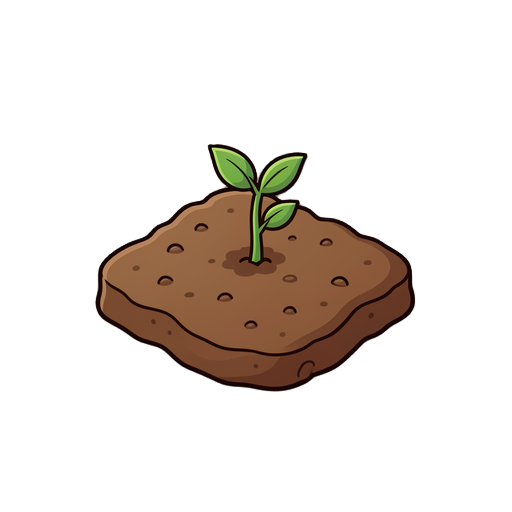 tilled soil with a planted seed, no sprout, simple cozy farming game asset