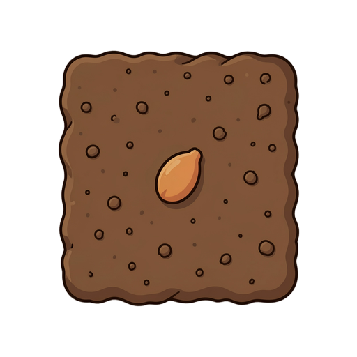 top-down view, tilled soil with a buried seed under the soil, pre-germination stage, no sprout, no roots, no leaves, simple cozy farming game asset