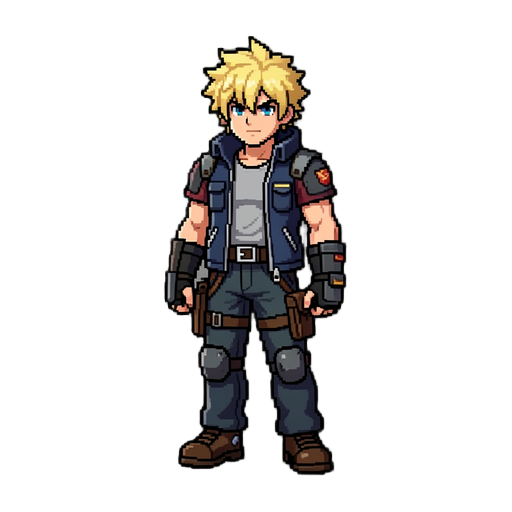 rpg pìxel art soldier like final fantasy 7 cloud