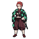 faça o tanjiro de kimetsu no yaiba com uma espada na bainha na cintura