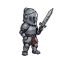 little knight, full-body, use iron sword, a helmet that covers the entire face, facing east
