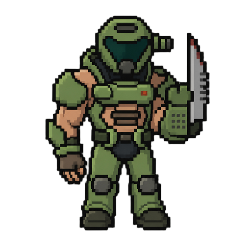 game hero, minimalist, with a green armor, right profile