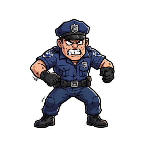 create a stylized police/cop enemy character for a 2.5d third-person graffiti runner game inspired by jet set radio, subway surfers, ps2-era urban games, comic-book stylization, and underground hip-hop culture. the cop should feel: * intimidating * aggr