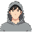 young asian man 25 years old, he wear grey hood
