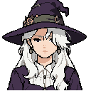 pretty young female witch with white hair