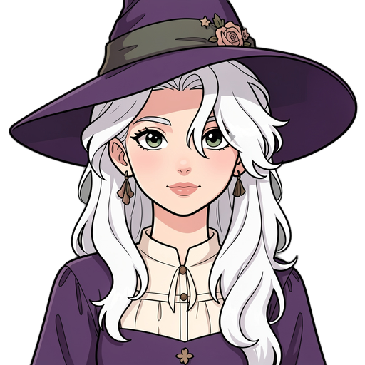pretty young female witch with white hair
