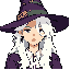 pretty young female witch with white hair