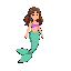 mermaid, horizontal, swimming  to the right