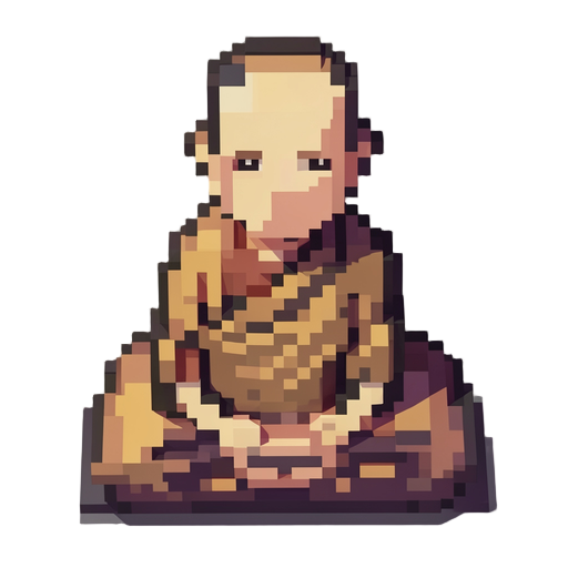 isometric pixelated monk