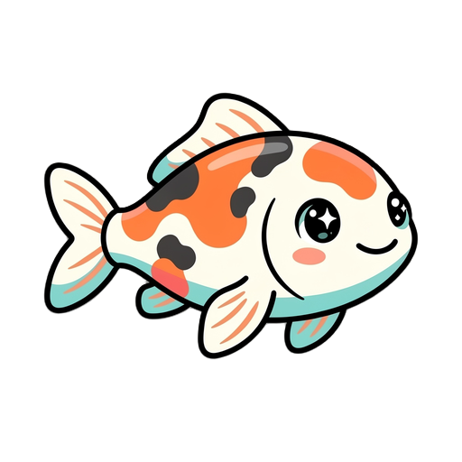 a cute koi carp character (base model) pose: side view profile, facing right, idle pose, slight forward tilt size: 256×256 pixels, character fills 80% of canvas