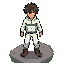 crie ele sozinho com sobra no chão em pixel art