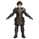 create a full 3d character model in t-pose for game development.  character concept: young dark fantasy warrior with subtle viltrumite-inspired aesthetics. beginner adventurer / early career barbarian soldier. anime-inspired proportions with realistic arm