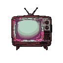 a television with a deep stylistic glow, almost eerie. a 1950s style tv.