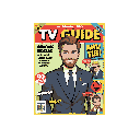 a magazine cover featuring a stylish man, like a tv guide from the 90s