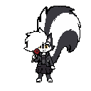 skunk girl with a massive fluffy tail  holding a red rose
