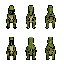 generate a 6-frame walk cycle for this t-rex character.