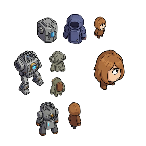 rpg master top-down: the universal generator     a technical game sprite asset sheet horizontal row viewed from a high-angle top-down perspective (zelda / rpg maker style).      visual constraints by direction (right):      3/4 side view. character facing