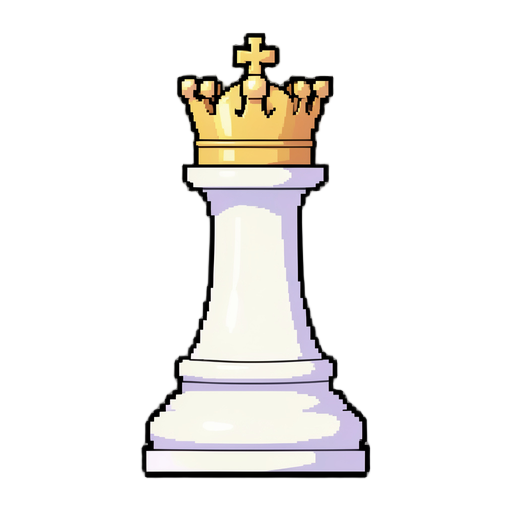 Criei o modelo de uma peça de xadrez estilo anime, em pixel . O modelo vai ser do Rei Branco