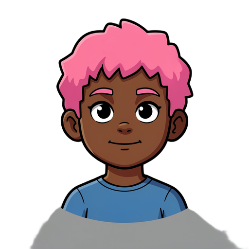 boy with pink hair and dark skin