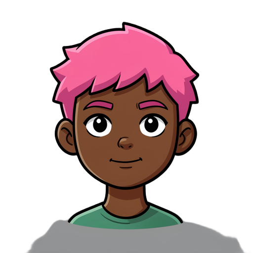 boy with pink hair and dark skin