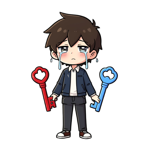 boy with the red key and blue key from umineko: when they cry on dlanor a. knox