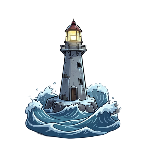 un phare abandonne. la nuit est glaciale et la mer est dechainee