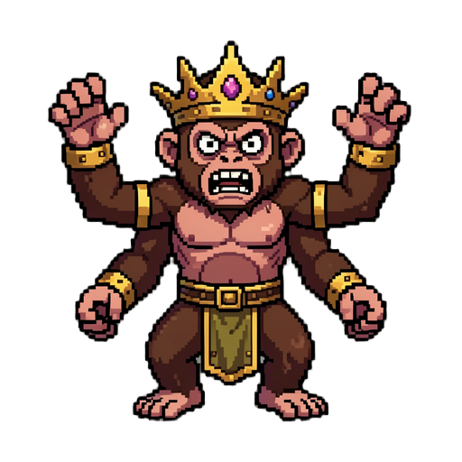 pixel arta king monkey boss monster terror, four arms
