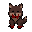 dark brown wolf  blood around the mouth and on the paws  32*32 pixel image for game assets, transparent background  dark fantasy style  fact: the cartoon aspect ratio is approximately 8:2