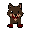 dark brown wolf  blood around the mouth and on the paws  32*32 pixel for game assets, transparent background