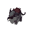 top-down 2D dark fantasy enemy sprite, Rasga-Muralha, small feral wall-tearing pest beast, torn hide, oversized claws, low to ground, slight overhead view, facing south, transparent background, clean silhouette, no baked shadow