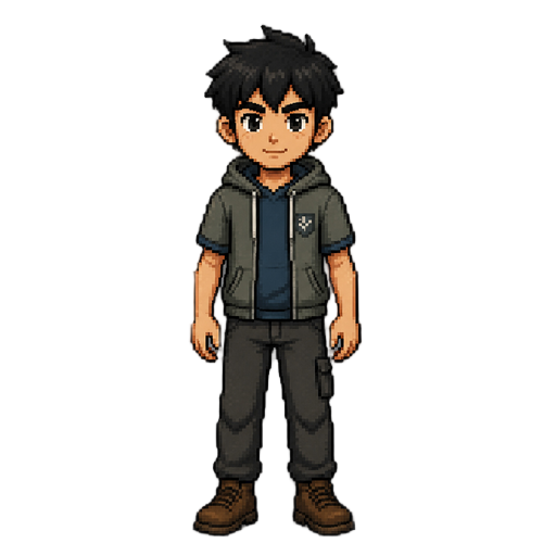 create a character with black hair.