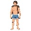male adventurer character, only wears boxershorts