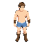 top-down perspective,  male adventurer character, only wears boxershorts, in the style of zelda a link to the past
