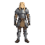 a man with medieval armor, blond and long hair