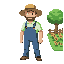 human farmer, looks like pokemon game