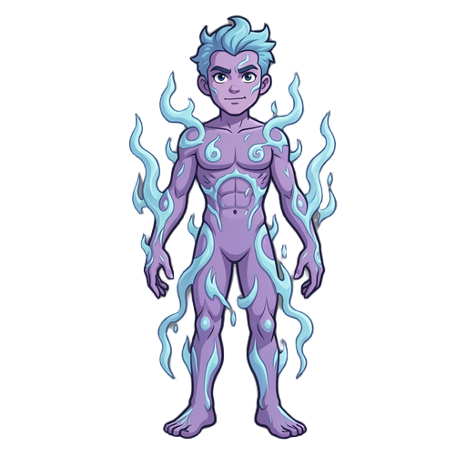 personagem com um corpo fantasmagorico, 