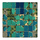 ```text create a 256x256 pixel art tileset, 8x8 grid, 64 tiles, each tile 32x32 px.  tileset name: lac_hong_water_tiles  theme: water tiles for lạc hồng, a southeast asian fantasy kingdom.  must include: - shallow emerald water - deep water - emerald bay 