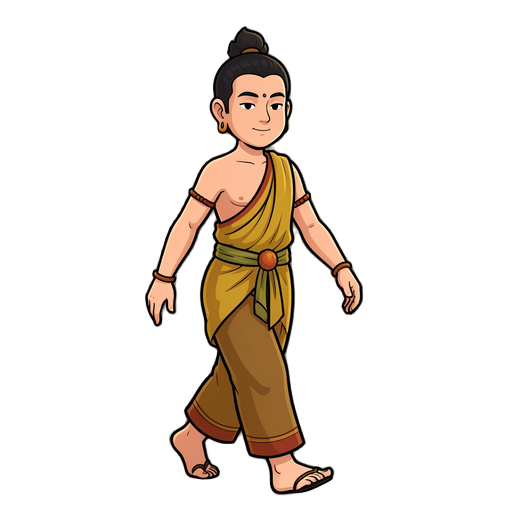 monge budista, caminhando em t pose