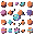 crie uma coleção de pixel arts no estilo retrô de videogames clássicos, com resolução exata de 16x16 pixels para cada sprite. o tema principal é espaço sideral e ficção científica.  gere diversos elementos independentes, cada um ocupando uma grade de 16x1