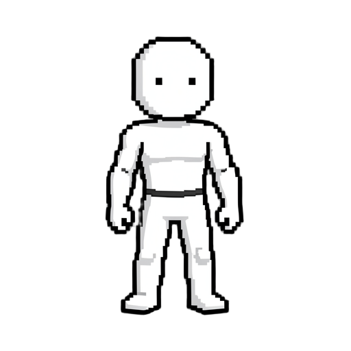humanlike pixelart stickman white prototype hero standing 2d