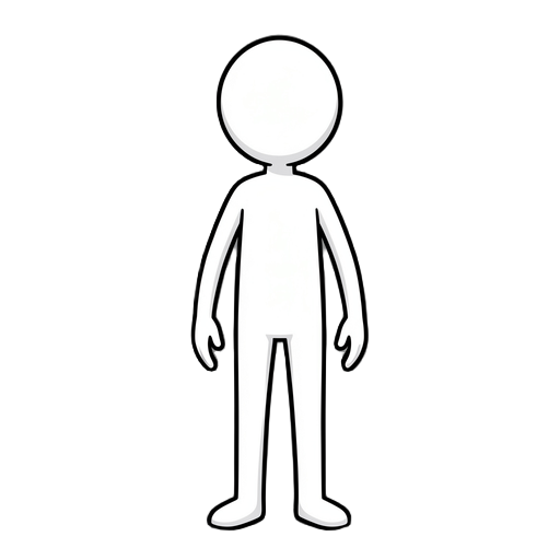 white human stickman figure no face standing 