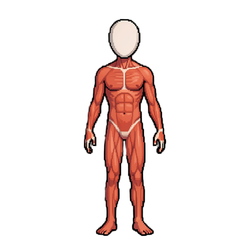 pixel art character template sheet, realistic stickman with human anatomy, no facial features