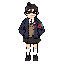 please turn this female character into pixel art.